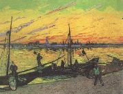 Vincent Van Gogh Coal Barges (nn04) oil on canvas